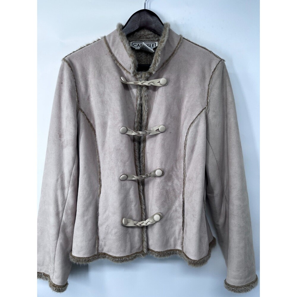 CARLISLE  Women's size 4 Beige Blazer Jacket faux sherpa soft suede edgy